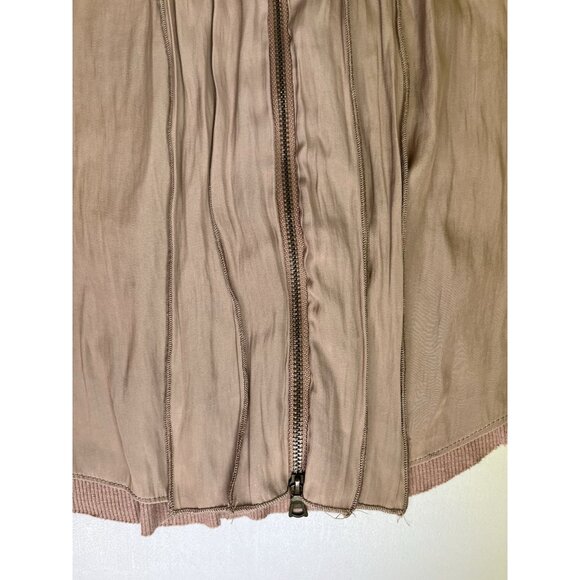 Lola & Sophie Frayed Sleeveless Zip-Up Blouse Size XS Tan Tank V-Neck - Picture 4 of 12